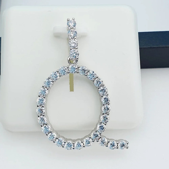 "925 Sterling Silver Cubic Zirconia Initial Pendant, UU1P6A6183 - Picture 4 of 9